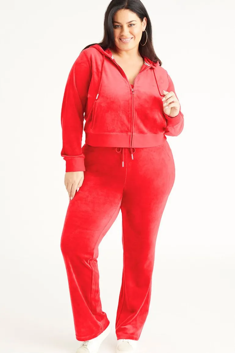 Plus-Size Og Big Bling Velour Hettegenser