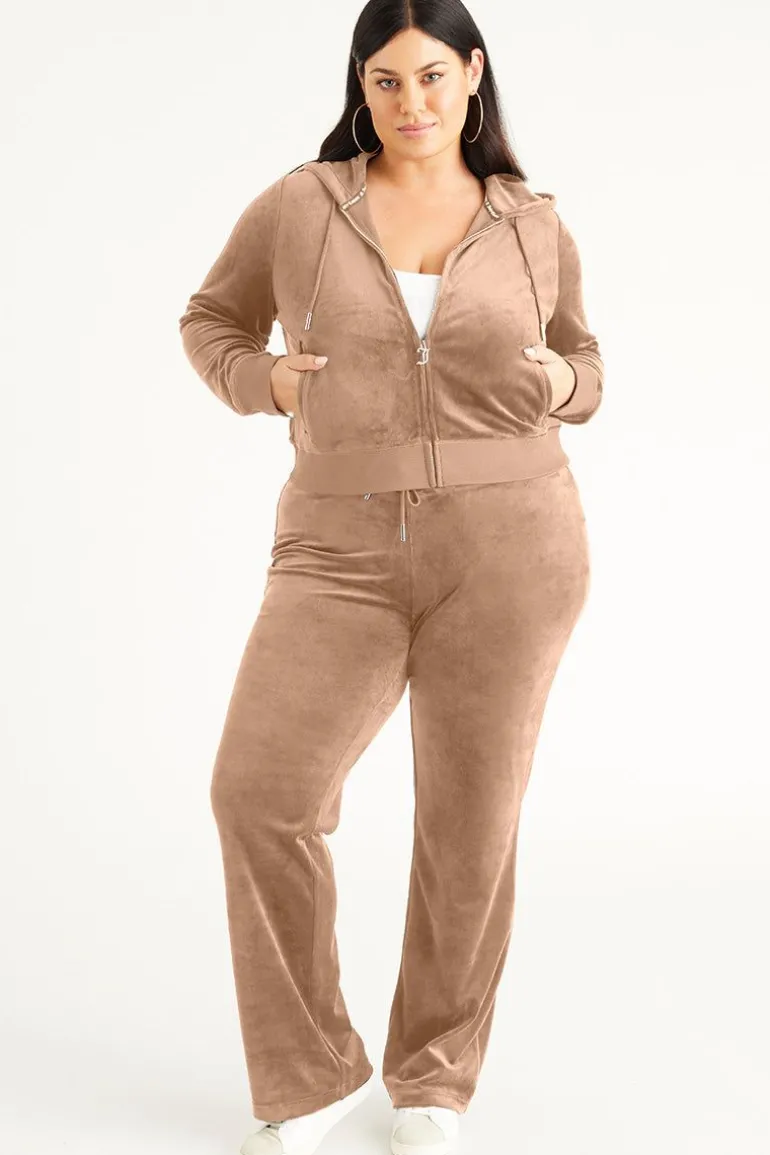 Plus-Size Og Big Bling Velour Hettegenser