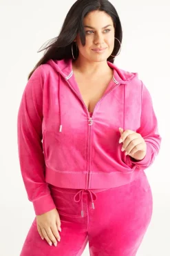 Plus-Size Og Big Bling Velour Hettegenser