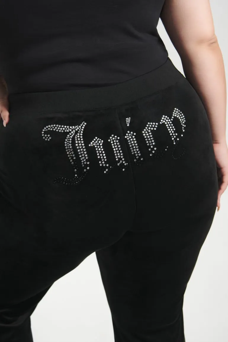 Plus-Size Ombre Big Bling Velour Treningsbukser