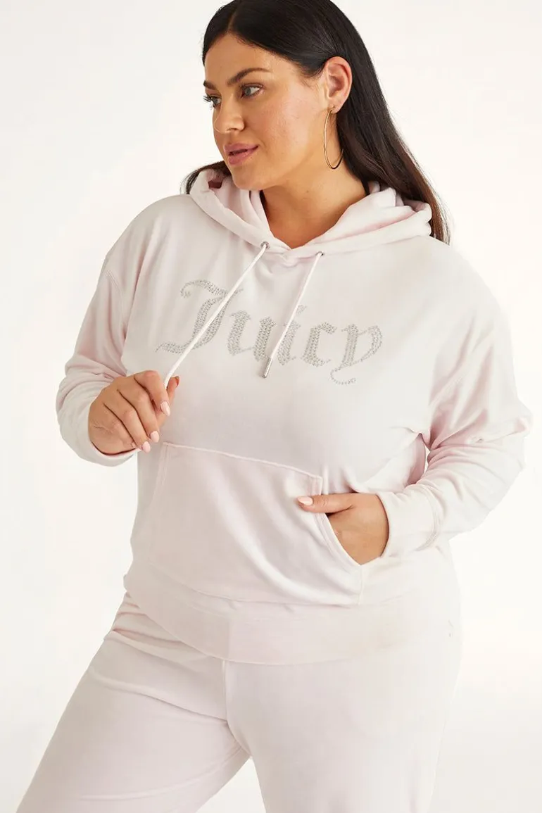 Plus-Size Oversized Bling Big Velour Hettegenser