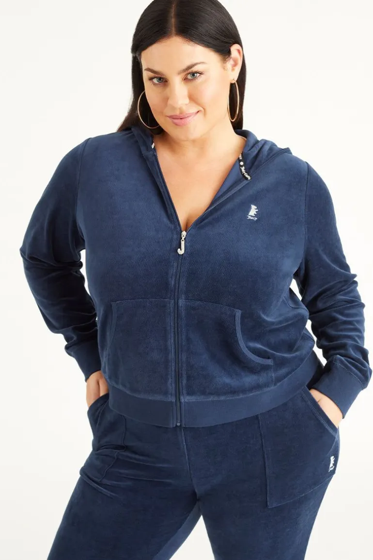 Plus-Size Scottie Cotton Velour Hettegenser