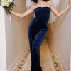 Smocked Velour Jumpsuit