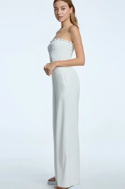 Smocked Velour Jumpsuit