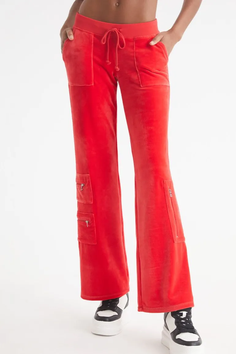 Snap Pocket Velour Cargo Pants
