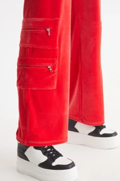Snap Pocket Velour Cargo Pants
