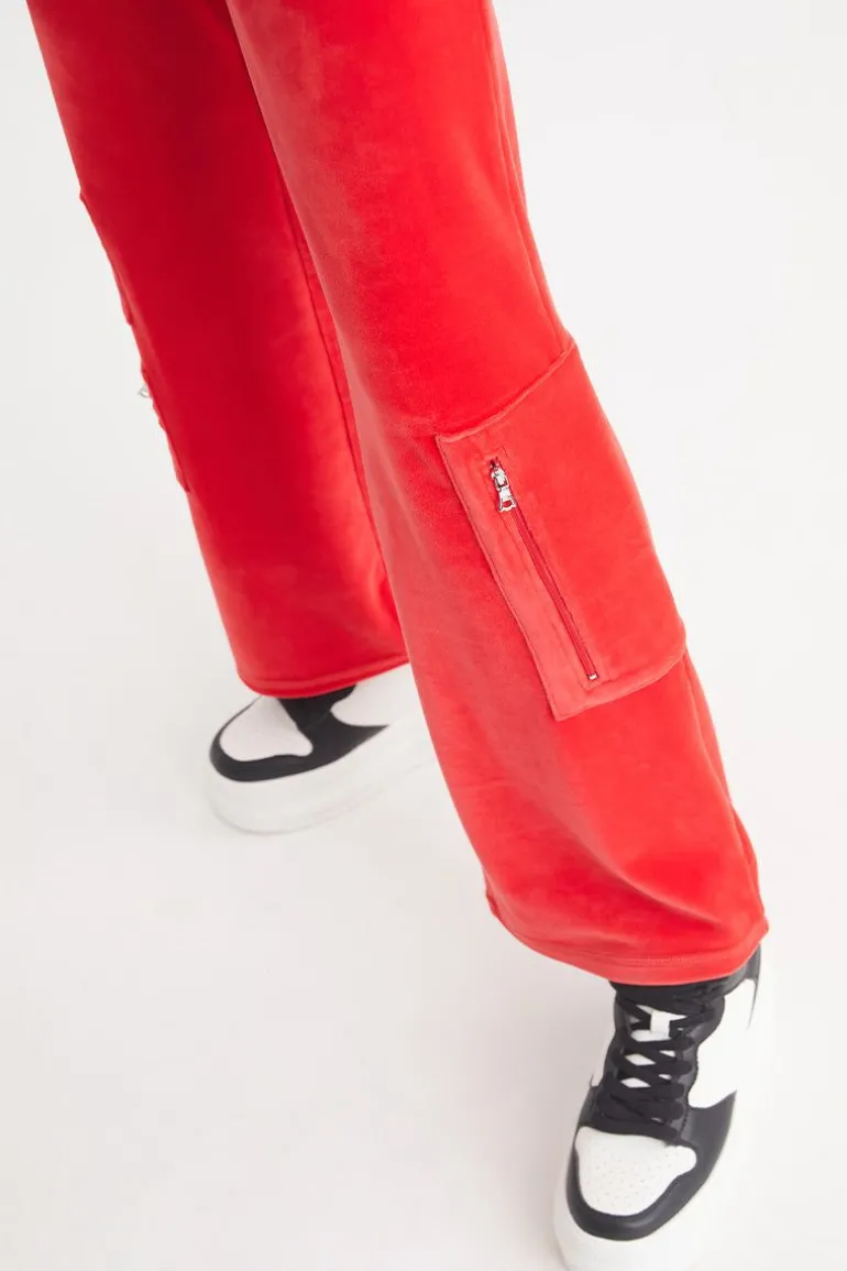 Snap Pocket Velour Cargo Pants