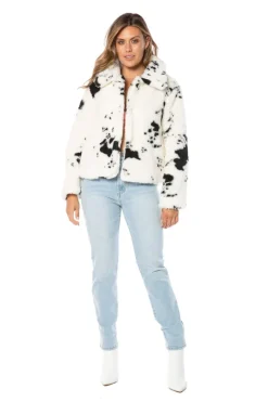 Spotted Faux Sherpa-Jakke