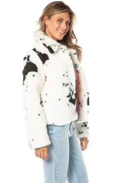 Spotted Faux Sherpa-Jakke