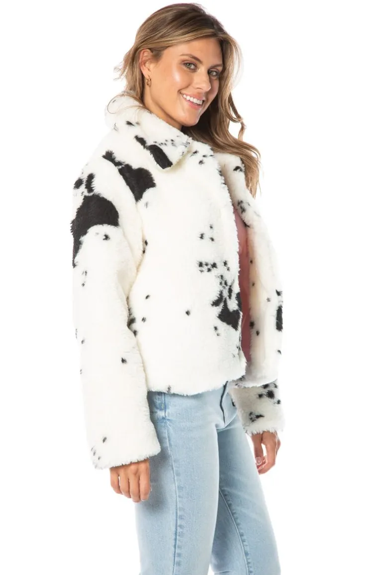 Spotted Faux Sherpa-Jakke