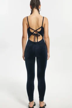 Strappy Script Velour Jumpsuit