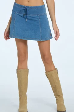 Strikket DenimSkjørt